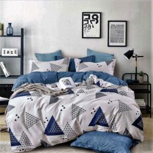 Háromszög minta kék színben pamut ágynemű