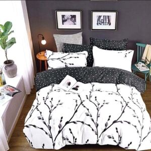 Fekete fehér ág mintával pamut ágynemű