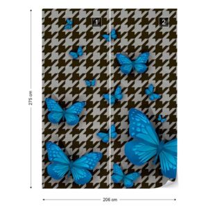 Fotótapéta GLIX - Modern Kék Pillangók Tervezés Nem szőtt tapéta - 206x275 cm