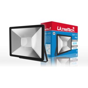 UltraTech LED reflektor 50W fekete 4000K hidegfehér 5000 lumen IP65 30000 óra FL5000BK