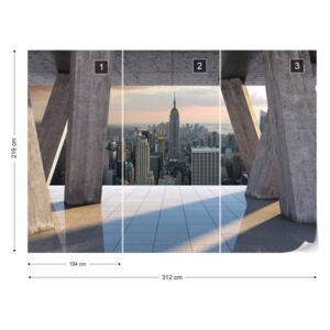 Fotótapéta GLIX - New York Városra 3D Modern Kilátás Konkrét Nem szőtt tapéta - 312x219 cm