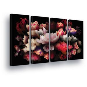 Vászonkép GLIX - Pink Bouquet in Black 4 x 30x80 cm