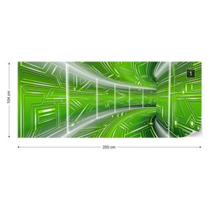 Fotótapéta GLIX - Modern 3D-Ben Tech Alagútban Zöld Nem szőtt tapéta - 250x104 cm
