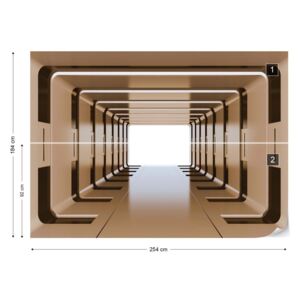 Fotótapéta GLIX - 3D Alagút Illúzió Sárga Papír tapéta - 254x184 cm