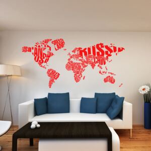 Falmatrica GLIX - World map 200 x 100 cm Világos piros