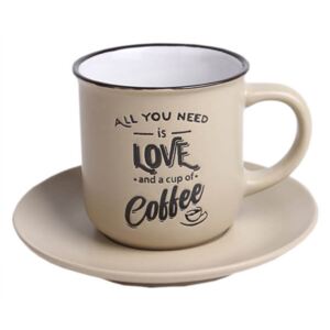 All you need is Love and a cup of Coffee kávéscsésze aljjal - homokszínű
