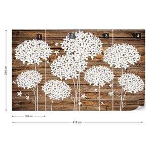 Fotótapéta GLIX - Virág Illusztráció Fa Háttér Nem szőtt tapéta - 416x254 cm