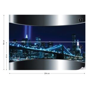 Fotótapéta GLIX - New York Brooklyn Híd Város, Láthatár Nem szőtt tapéta - 254x184 cm