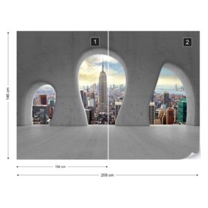 Fotótapéta GLIX - New York Város 3D Beton Ívek Megtekintéséhez Tapet nețesute - 208x146 cm