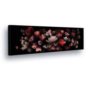 Vászonkép GLIX - Pink Bouquet in Black 45x145 cm