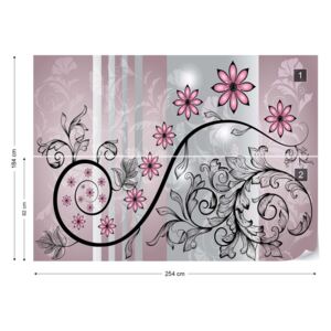 Fotótapéta GLIX - Modern Virágos Design Kavarog Rózsaszín Papír tapéta - 254x184 cm