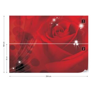 Fotótapéta GLIX - Red Rose Sparkles Flowers Nem szőtt tapéta - 254x184 cm