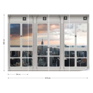 Fotótapéta GLIX - 3D Ajtó Kilátás New York Város, Láthatár Nem szőtt tapéta - 416x290 cm