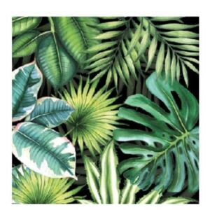 Tropical Leaves black papírszalvéta 25x25cm, 20db-os