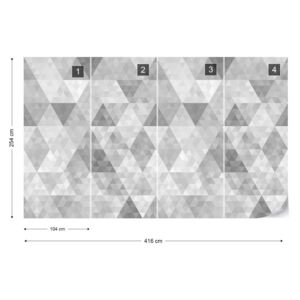 Fotótapéta GLIX - Modern Geometrikus Háromszögek Minta Szürke Nem szőtt tapéta - 416x254 cm