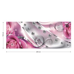 Fotótapéta GLIX - Roses Diamonds Luxus Kivitelben Rózsaszín Nem szőtt tapéta - 250x104 cm