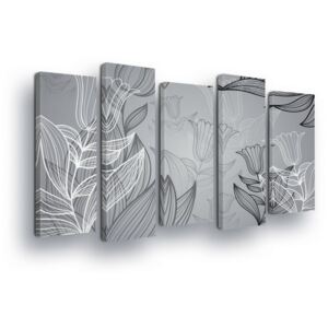 Vászonkép GLIX - Contours of Bellflowers in Gray 3 x 30x80 / 2 x 30x100 cm
