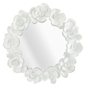 WHITE FLOWER fehér és tükröződő vas falitükör