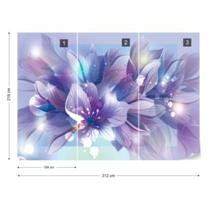 Fotótapéta GLIX - Virágok Modern Kék És Lila Nem szőtt tapéta - 312x219 cm