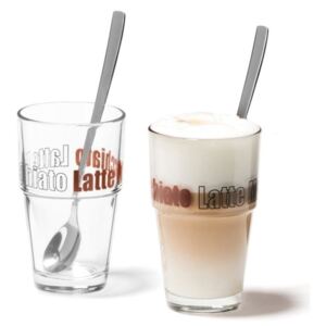 SOLO pohár szett kanállal 4részes latte macchiatós, barna - Leonardo