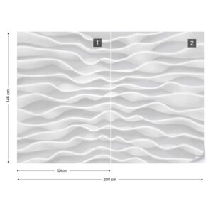 Fotótapéta GLIX - Modern 3D Hullámai Design Fehér És Szürke Tapet nețesute - 208x146 cm