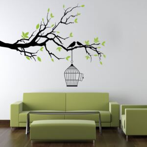 Falmatrica GLIX - Branch with cage and birds 100 x 60 cm Fekete