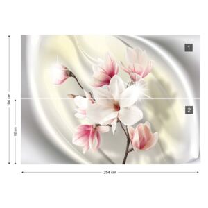 Fotótapéta GLIX - Magnolia Modern Virágos Design Sárga Nem szőtt tapéta - 254x184 cm