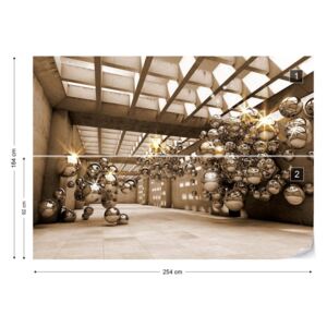 Fotótapéta GLIX - 3D-Ben Arany Szférában A Modern Építészet Nem szőtt tapéta - 254x184 cm