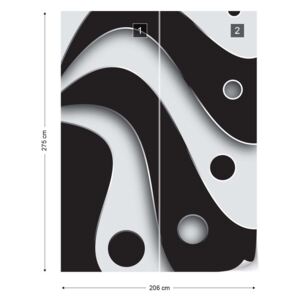 Fotótapéta GLIX - 3D Rétegek Fekete És Fehér Nem szőtt tapéta - 206x275 cm