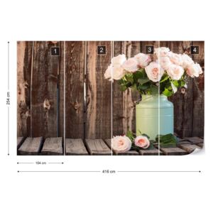 Fotótapéta GLIX - Vintage Virágok Fa Háttér Nem szőtt tapéta - 416x254 cm