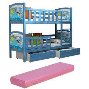 Marobútor Paula 10 180x80 emeletes gyerekágyak mintákkal Szín: Rózsaszín (+10 560 Ft), Ágyrács változat: Ágyrácsokkal