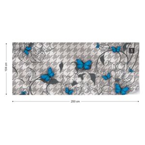 Fotótapéta GLIX - Modern Kék Pillangók Tervezés Nem szőtt tapéta - 250x104 cm