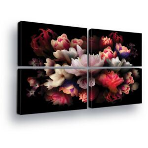 Vászonkép GLIX - Pink Bouquet in Black 4 x 60x40 cm