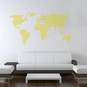 Falmatrica GLIX - World map from dots 200 x 100 cm Sárga