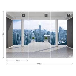 Fotótapéta GLIX - New York Városra 3D Nézet Penthouse Nem szőtt tapéta - 312x219 cm