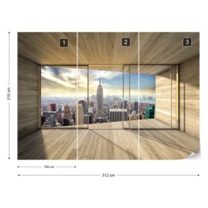 Fotótapéta GLIX - New York Városra 3D Modern Ablak Nézet Nem szőtt tapéta - 312x219 cm