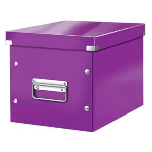 Tároló doboz, lakkfényű, M méret, LEITZ Click&Store, lila (E61090062)