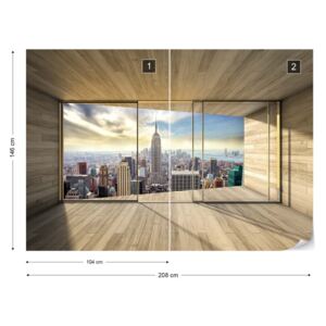 Fotótapéta GLIX - New York Városra 3D Modern Ablak Nézet Tapet nețesute - 208x146 cm