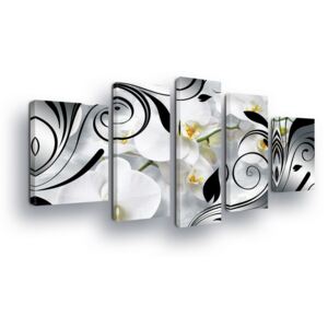 Vászonkép GLIX - Modern Black and Flower Decoration 2 x 40x60 / 2 x 30x80 / 1 x 30x100 cm