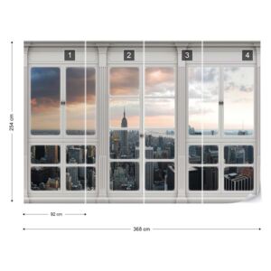 Fotótapéta GLIX - 3D Ajtó Kilátás New York Város, Láthatár Papír tapéta - 368x254 cm