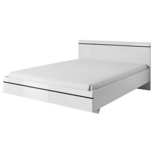 LOLA franciágy + ágyrács +DE LUX matrac, 160x200, fehér/magasfényű fehér
