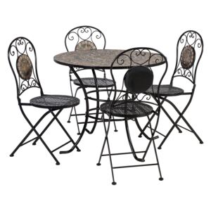 Asztal és szék garnitúra RC908 Sötétszürke + barna