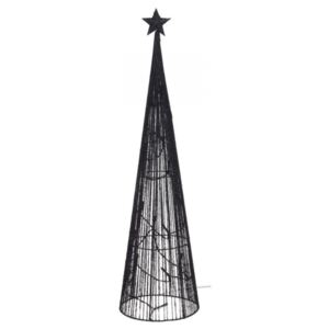 Piramis fekete karácsonyi LED dekoráció csillaggal 60cm