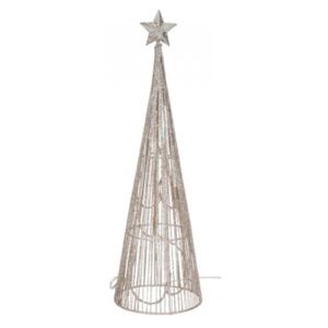 Piramis pezsgő színű karácsonyi LED dekoráció csillaggal 40cm