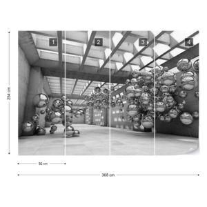 Fotótapéta GLIX - Modern 3D-Ben Ezüst Szférában Építészet Nézet Nem szőtt tapéta - 368x254 cm