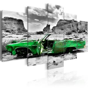 Vászonkép Bimago - Green retro car at Colorado Desert 200x100 cm