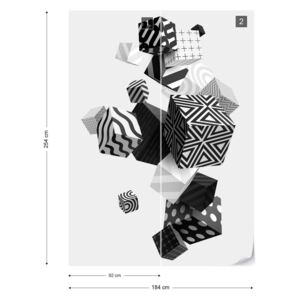 Fotótapéta GLIX - 3D Fekete Fehér Kockák Papír tapéta- 184x254 cm