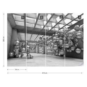 Fotótapéta GLIX - Modern 3D-Ben Ezüst Szférában Építészet Nézet Nem szőtt tapéta - 416x290 cm