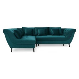 Real kék négyszemélyes kinyitható kanapé, bal oldali - Bobochic Paris