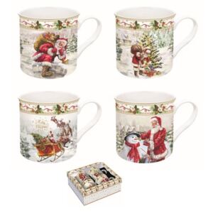 Karácsonyi porcelán bögre szett 4db-os díszdobozban, 300 ml - Christmas Time
